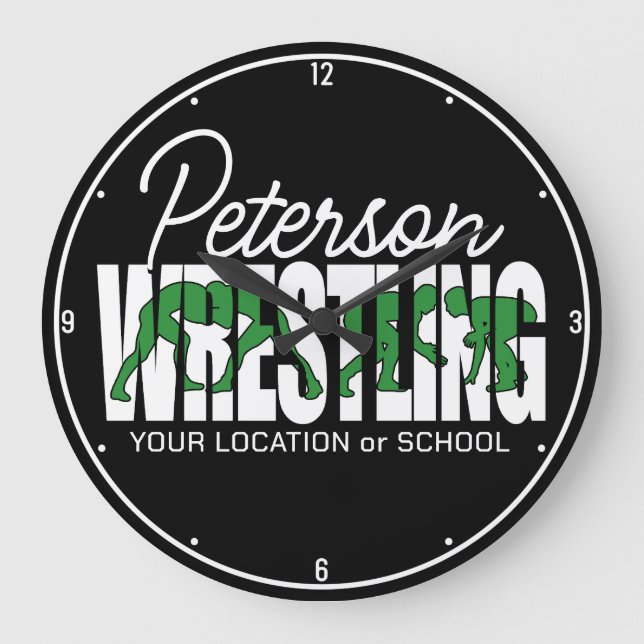 Wrestling Team ADD TEXT School Athlete Wrestler  Large Clock (Front)