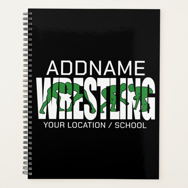 Wrestling Team ADD TEXT School Athlete Wrestler  Planner (Front)