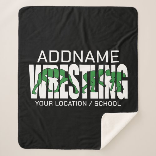 Wrestling Team ADD TEXT School Athlete Wrestler Sherpa Blanket