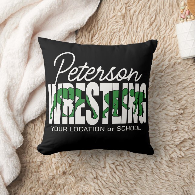 Wrestling Team ADD TEXT School Athlete Wrestler  Throw Pillow (Blanket)