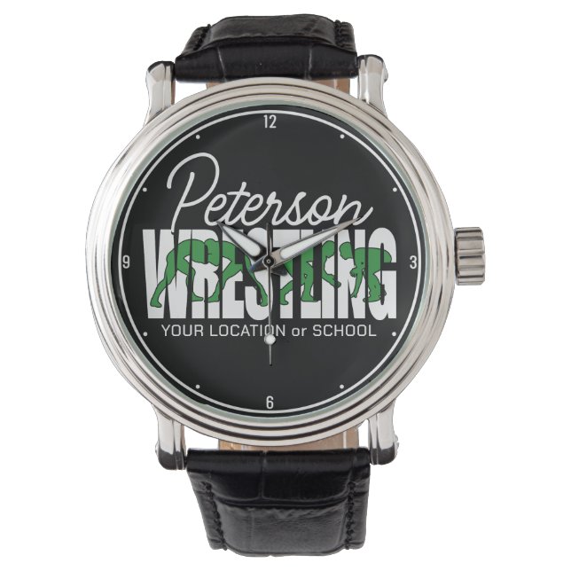 Wrestling Team ADD TEXT School Athlete Wrestler Watch (Front)