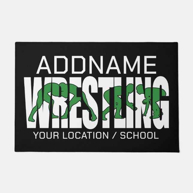 Wrestling Team ADD TEXT School Varsity Wrestler Doormat (Front)