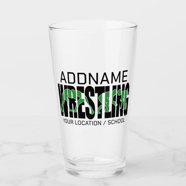Wrestling Team ADD TEXT School Varsity Wrestler Glass (Front)
