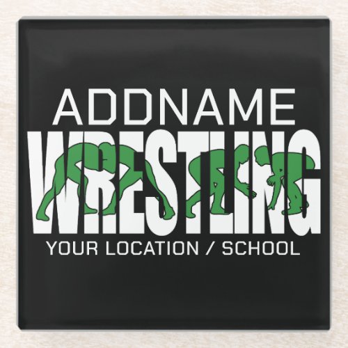 Wrestling Team ADD TEXT School Varsity Wrestler Glass Coaster