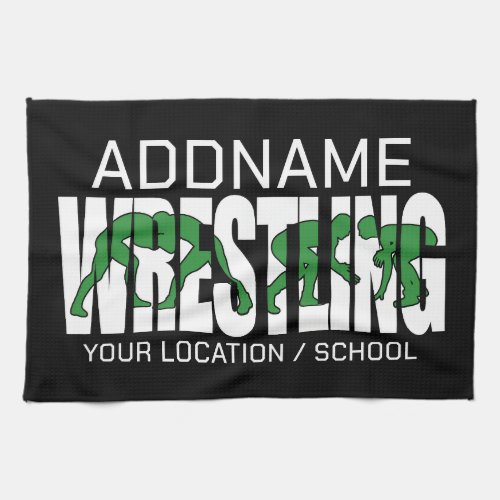 Wrestling Team ADD TEXT School Varsity Wrestler Kitchen Towel