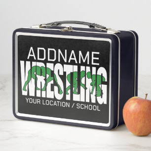 Wrestling Team ADD TEXT School Varsity Wrestler Metal Lunch Box