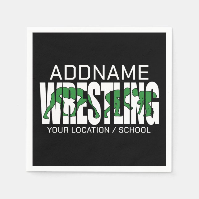 Wrestling Team ADD TEXT School Varsity Wrestler  Napkins (Front)