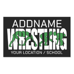 Wrestling Team ADD TEXT School Varsity Wrestler Rectangular Sticker
