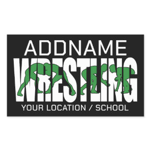 Wrestling Team ADD TEXT School Varsity Wrestler Rectangular Sticker