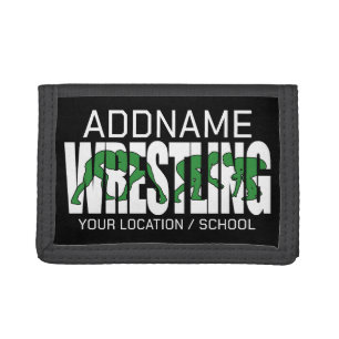 Wrestling Team ADD TEXT School Varsity Wrestler Tri-fold Wallet