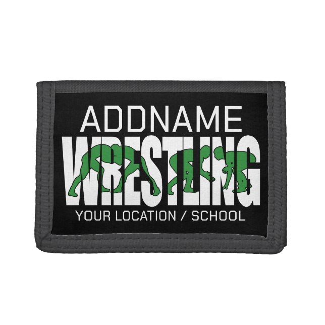 Wrestling Team ADD TEXT School Varsity Wrestler  Trifold Wallet (Front)