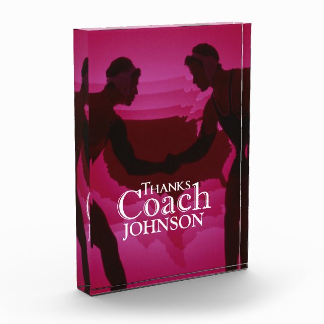 Wrestling Thanks Coach Silhouette Red Award (Left)