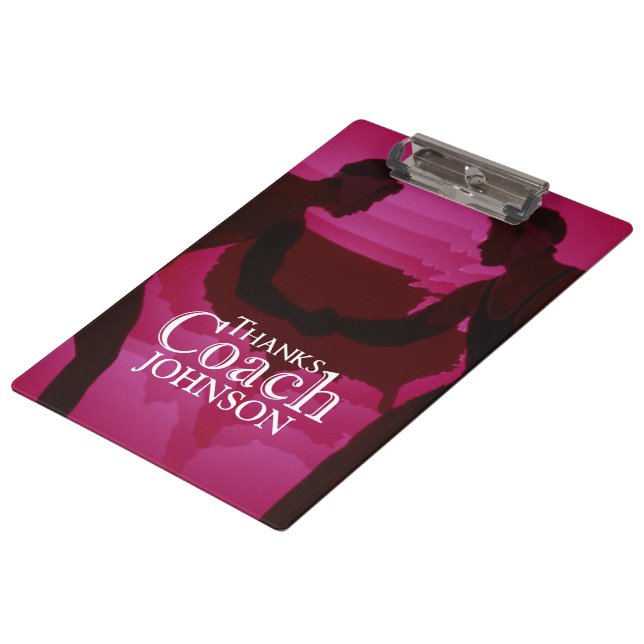 Wrestling Thanks Coach Silhouette Red Clipboard (Angled)