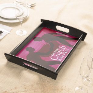 Wrestling Thanks Coach Silhouette Red Serving Tray