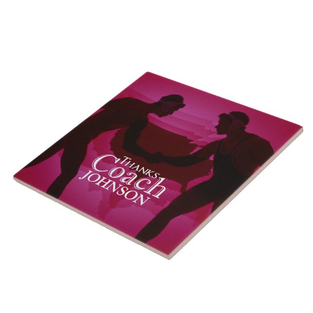 Wrestling Thanks Coach Silhouette Red Tile (Side)