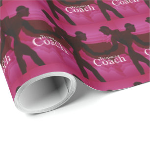 Wrestling Thanks Coach Silhouette Red Wrapping Paper