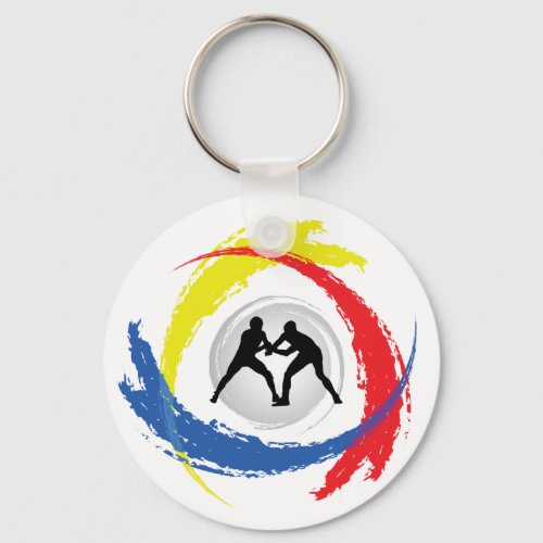 Wrestling Tricolor Emblem Keychain