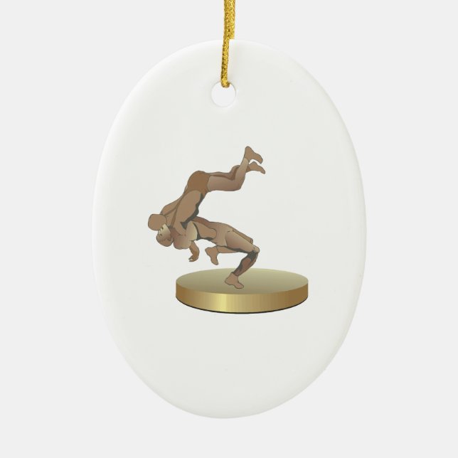 Wrestling Trophy Ceramic Ornament (Front)