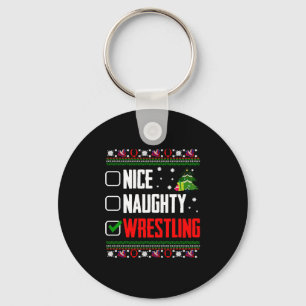 Wrestling Ugly Christmas Keychain