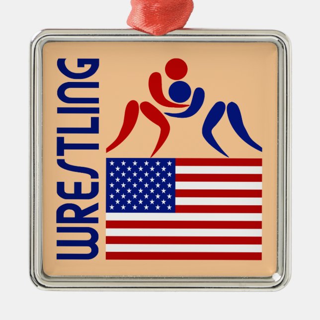 Wrestling United States Metal Ornament (Front)