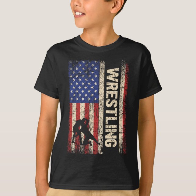 Wrestling Usa American Flag Shirt Wrestle 4th Of J (Front)