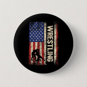 Wrestling Usa American Flag Shirt Wrestle 4th Of J Button