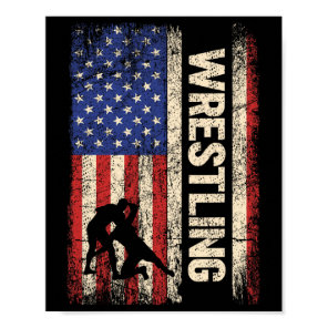 Wrestling Usa American Flag Shirt Wrestle 4th Of J Poster