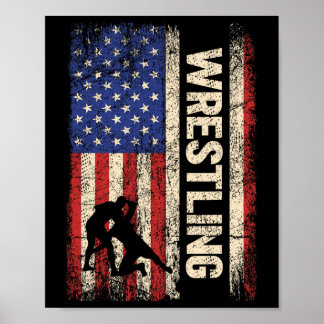 Wrestling Usa American Flag Shirt Wrestle 4th Of J Poster