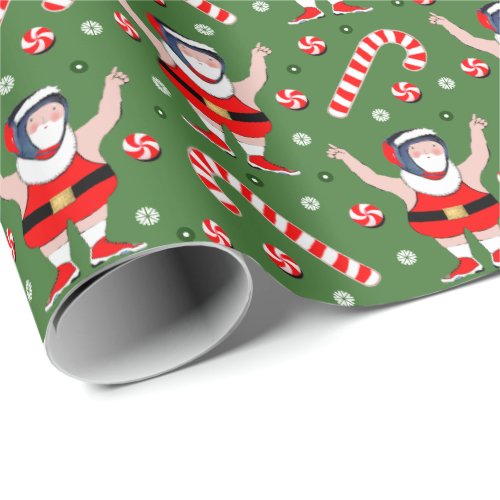 Wrestling Wrestler Christmas Holiday Gift Wrapping Wrapping Paper