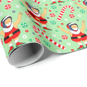 Wrestling Wrestler Christmas Holiday Gift Wrapping Wrapping Paper