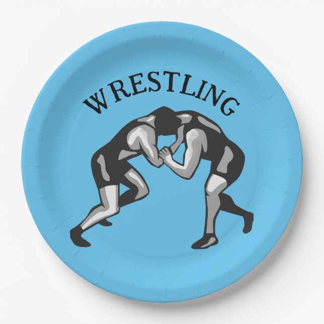 Wrestling Wrestler Design Paper Plates (Front)