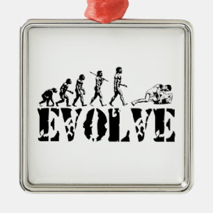 Wrestling Wrestler Grappling Sports Evolution Art Metal Ornament