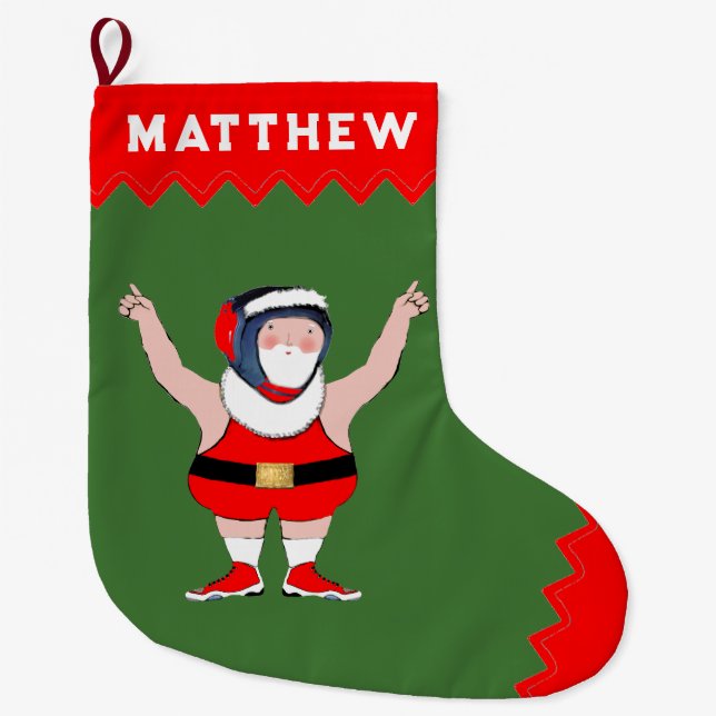 Wrestling Wrestler Holiday Gift Large Christmas Stocking (Front)