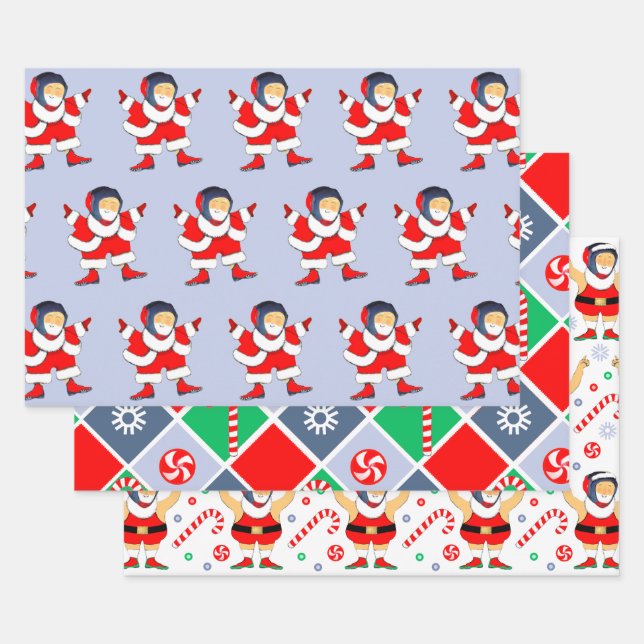 Wrestling Wrestler Holiday Gift Wrapping Paper (Set)