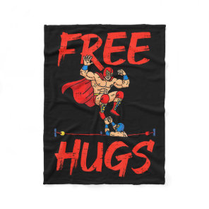 Wrestling Wrestlers Hug Funny Humor Meme Men Women Fleece Blanket