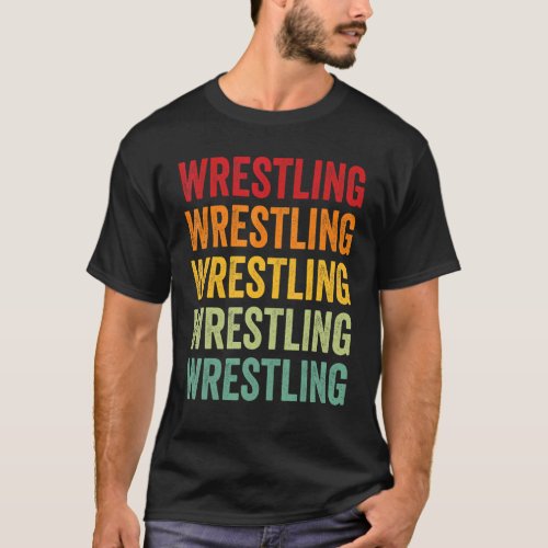 Wrestling Wrestling Hobbyist Rainbow Design T_Shirt