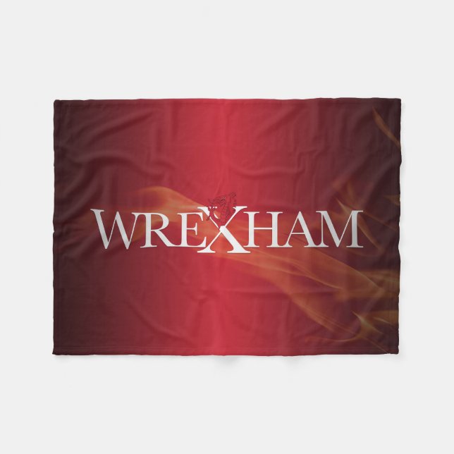 Wrexham Dragon Flame Fleece Blanket (Front (Horizontal))