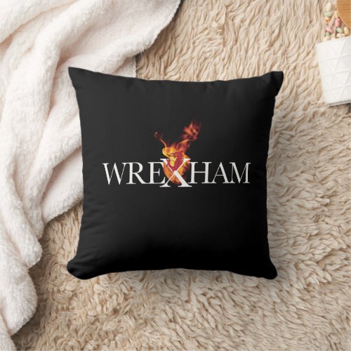 Wrexham Dragon Flame on Dark Throw Pillow