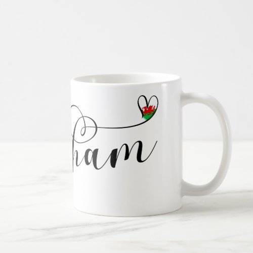 Wrexham Script Font Welsh Flag In Heart Coffee Mug