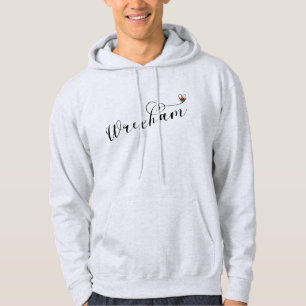 Wrexham Script Font, Welsh Flag In Heart Hoodie