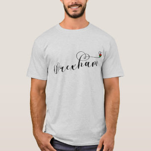 Wrexham Script Font, Welsh Flag In Heart T-Shirt