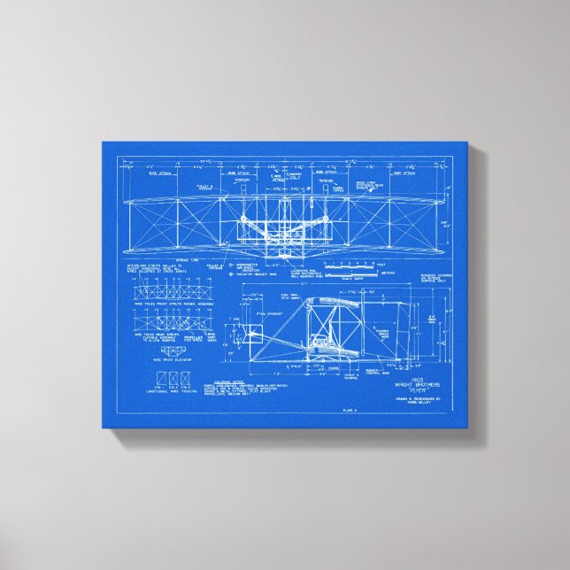 Wright Bros. "Flyer" Blueprint 1903 Canvas Print (Front)