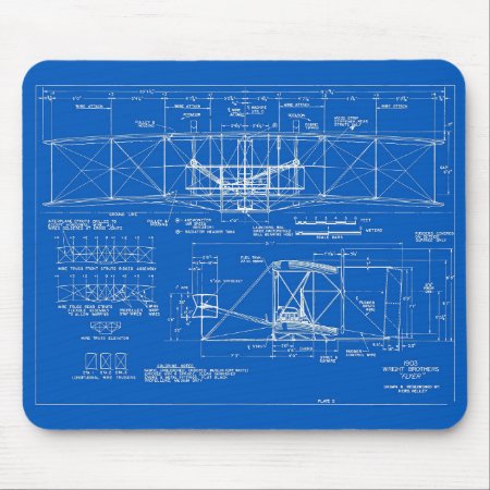 Wright Bros. "flyer" Blueprint 1903 Mouse Pad