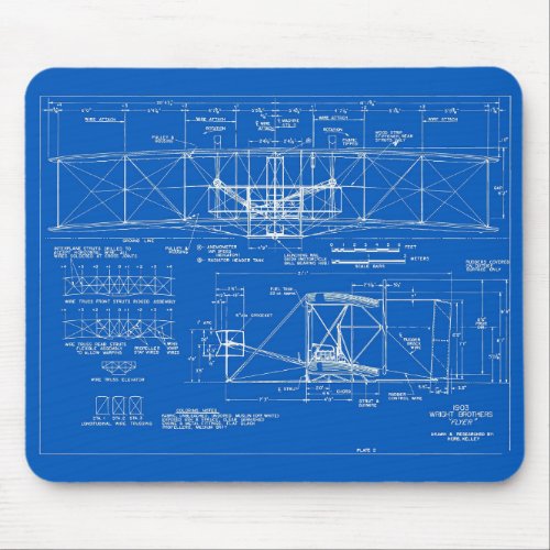 Wright Bros Flyer Blueprint 1903 Mouse Pad