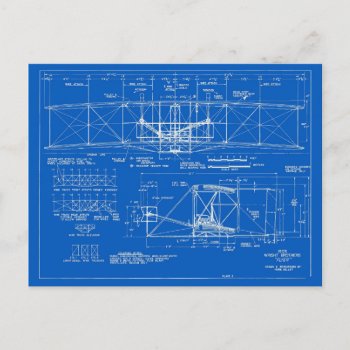 Wright Bros. "flyer" Blueprint 1903 Postcard by YesteryearToday at Zazzle