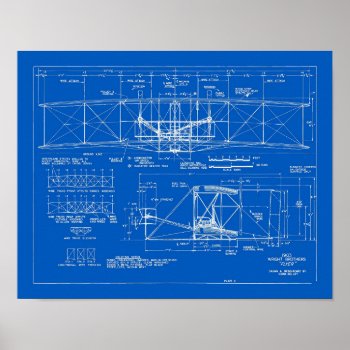 Wright Bros. "flyer" Blueprint 1903 Poster by YesteryearToday at Zazzle