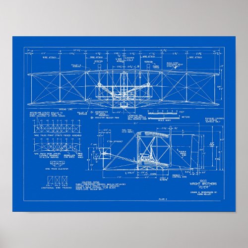 Wright Bros Flyer Blueprint 1903 Poster