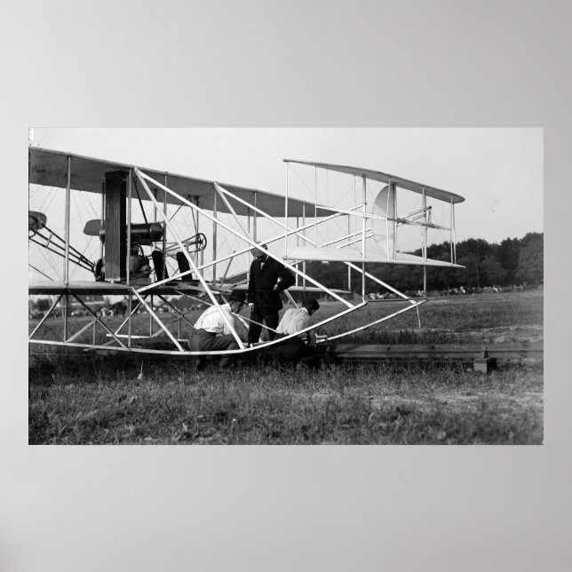 Wright Brothers Biplane on Launch Track 1909 Poster (Front)