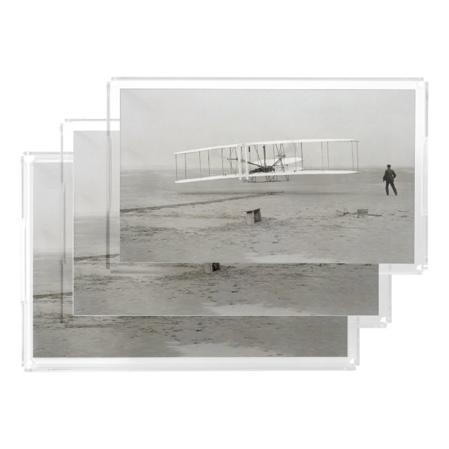 Wright Brothers Flyer First Plane Flight Aviation Acrylic Tray (Set)