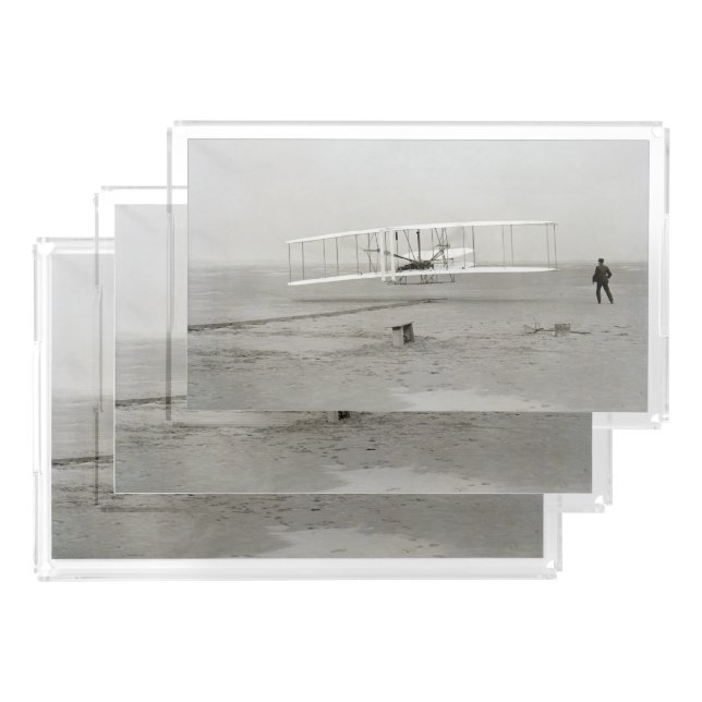 Wright Brothers Flyer First Plane Flight Aviation Acrylic Tray (Set)